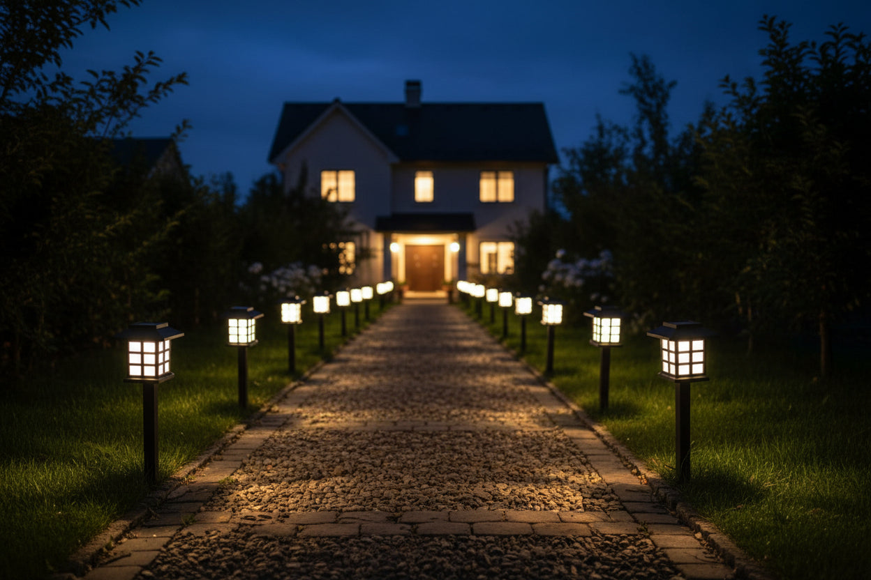 Solar Pathway Lights Outdoor (6-Pack) - Warm White, Waterproof Landscape Lighting