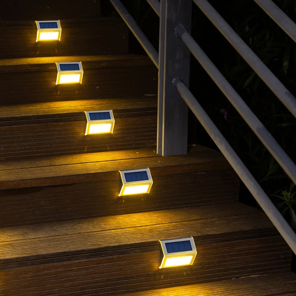 Solar Fence Lights (8-Pack) - Warm White, Waterproof Deck & Railing Lights