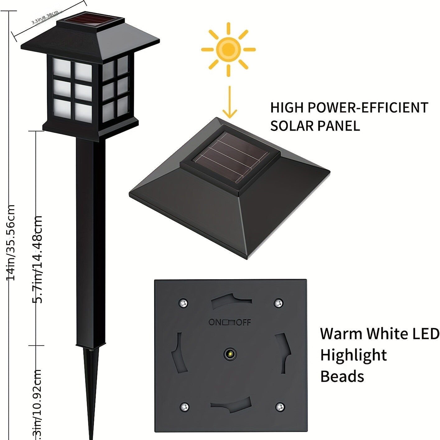 Solar Pathway Lights Outdoor (6-Pack) - Warm White, Waterproof Landscape Lighting